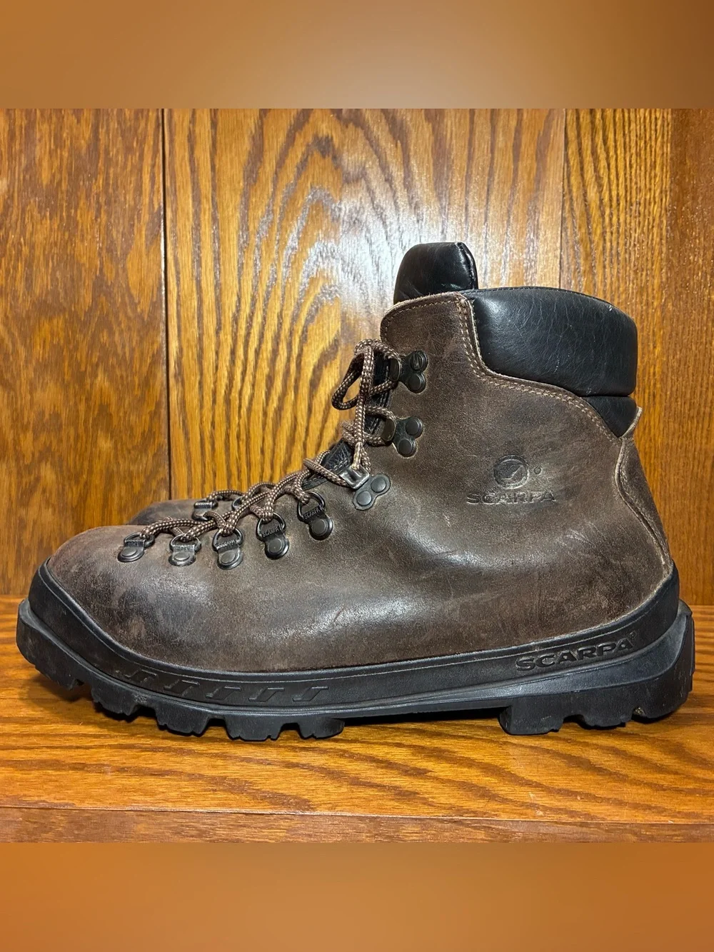Vintage Scarpa BX 86823 Italy Made Leather Hiking Boots Brown Men’s 13
